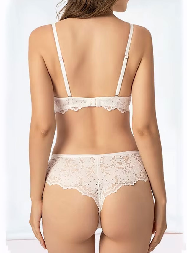 Padded Lace Trim Maxi Lingerie Set With Extra Shoulder Strap