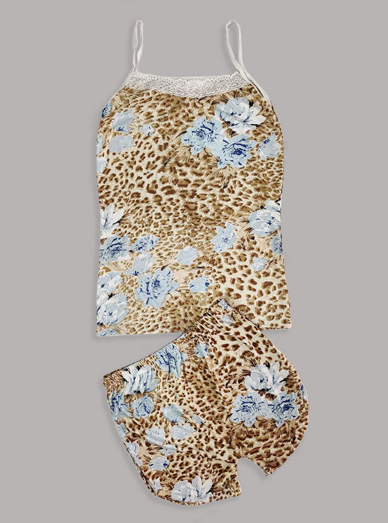 Sexy Flower Sleepwear Braces Shirts + Shorts Underwear