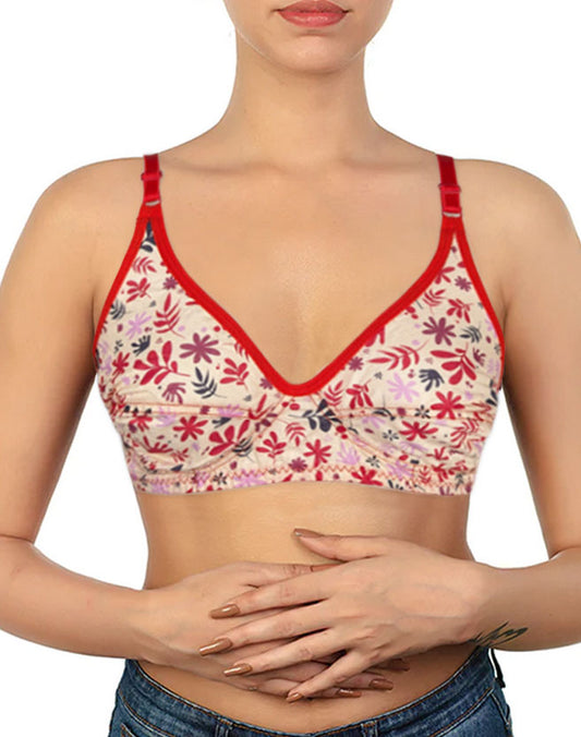 Multi Color Leaf  Digitel Printed Soft Cotton/Lawn Bra