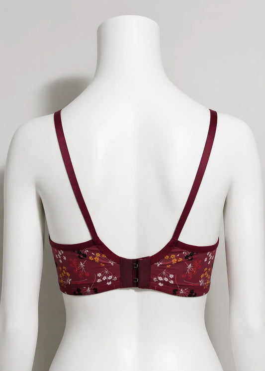 Maroon Printed Cotton Bra By Purplebag