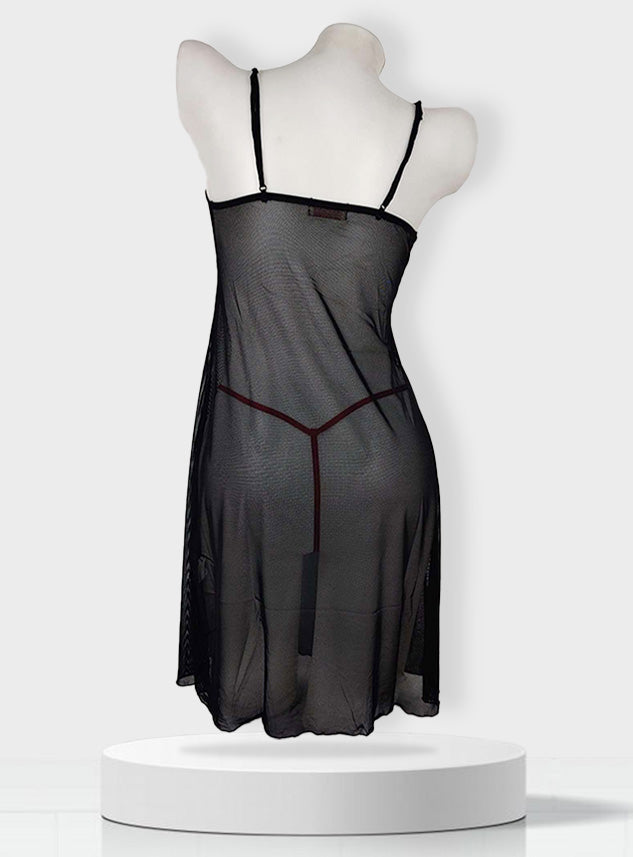 Transparent Black Net Nighty