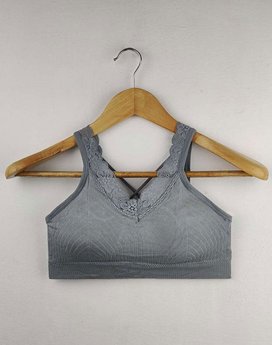 Fancy lace Strap Back Cross Light Padded Bra