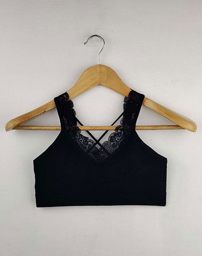 Fancy lace Strap Back Cross Light Padded Bra