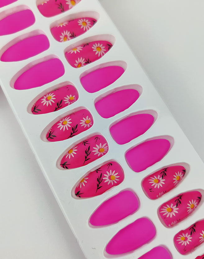 Pink Artificial Printed Nails
