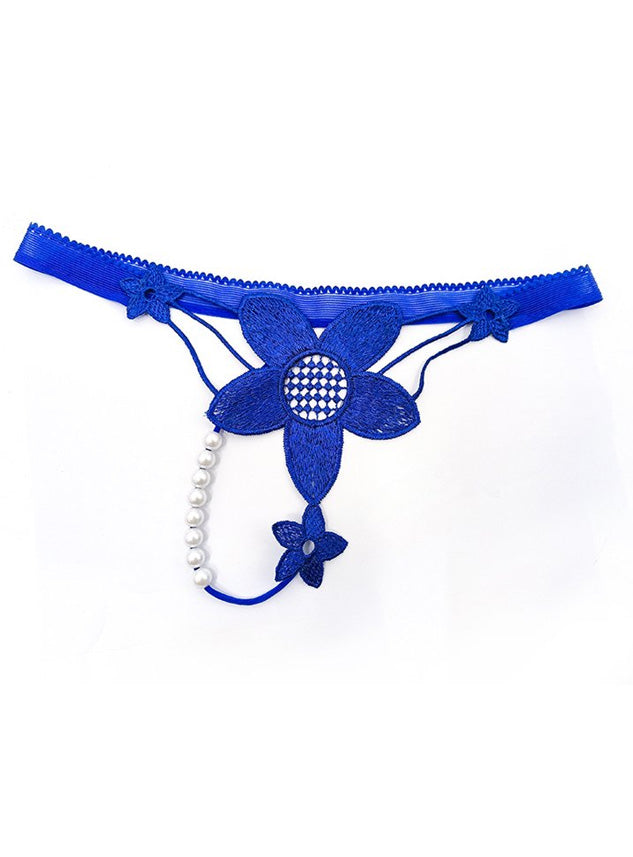 Pearl Crotchless Panties Transparent Lace Sexy Comfortable G String Thong for Women