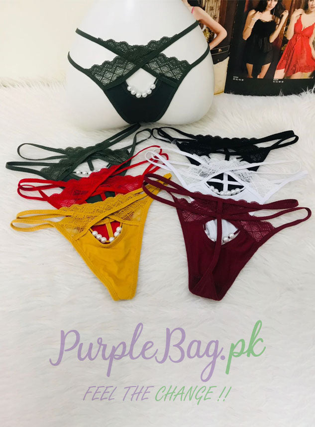 Cross Lace String Thong Panty