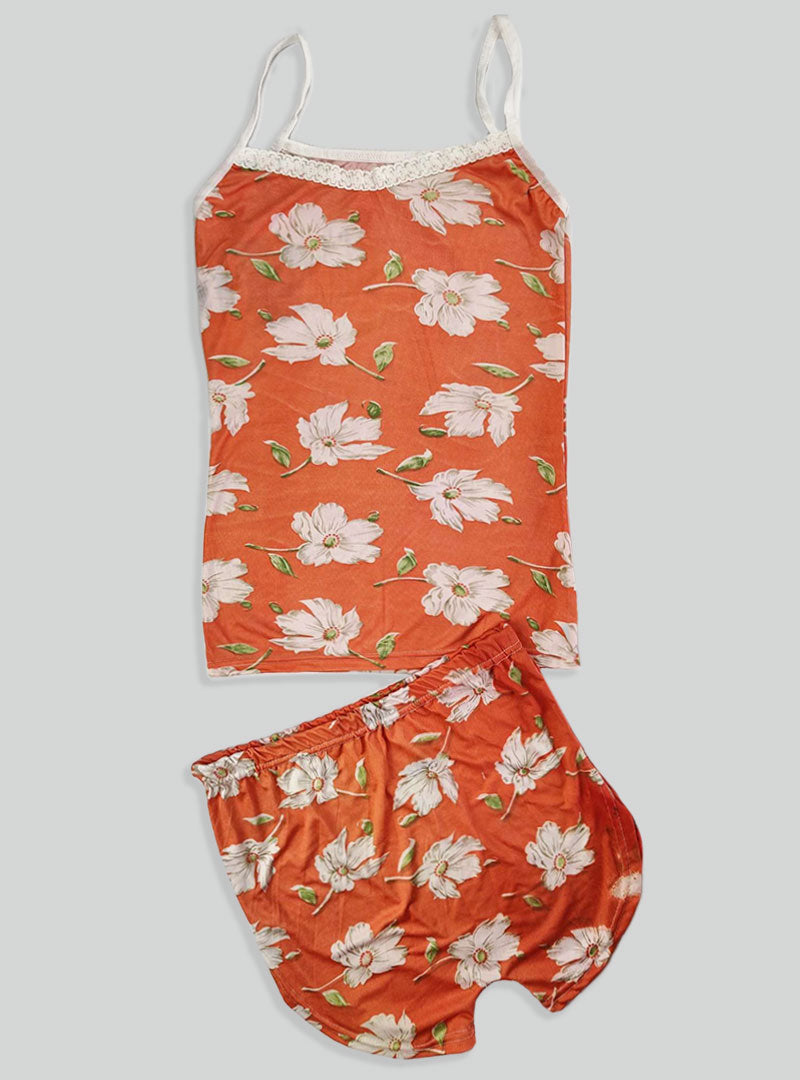 Sexy Flower Sleepwear Braces Shirts + Shorts Underwear