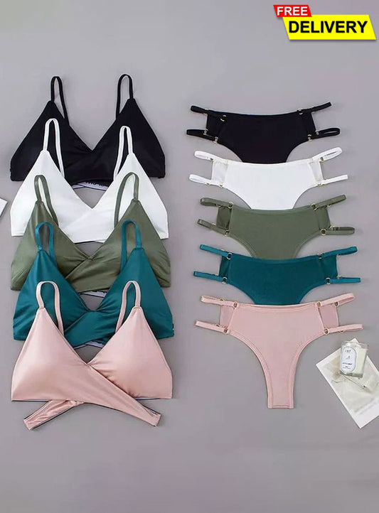 Cross Designe Liight padded Bra Set