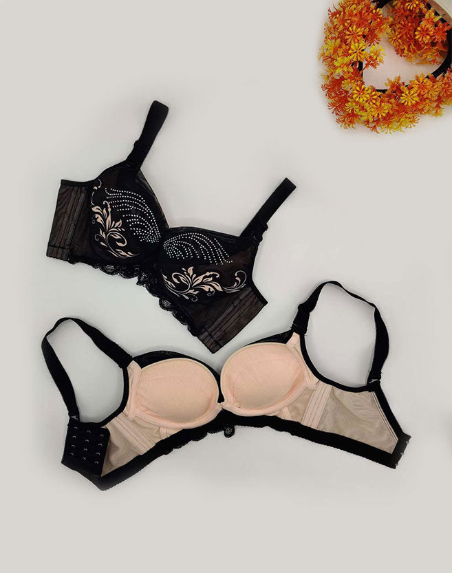 fancy padded makesh bra with flower design