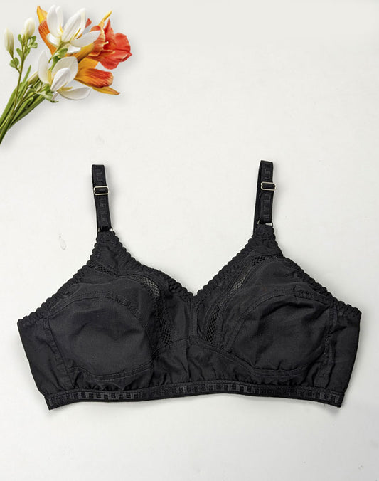 Plain Grill Cotton Bra