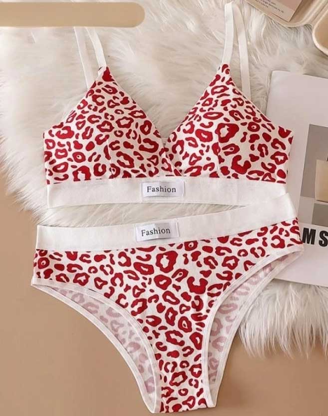 Cheetah Pattern Light Padded Bra Set