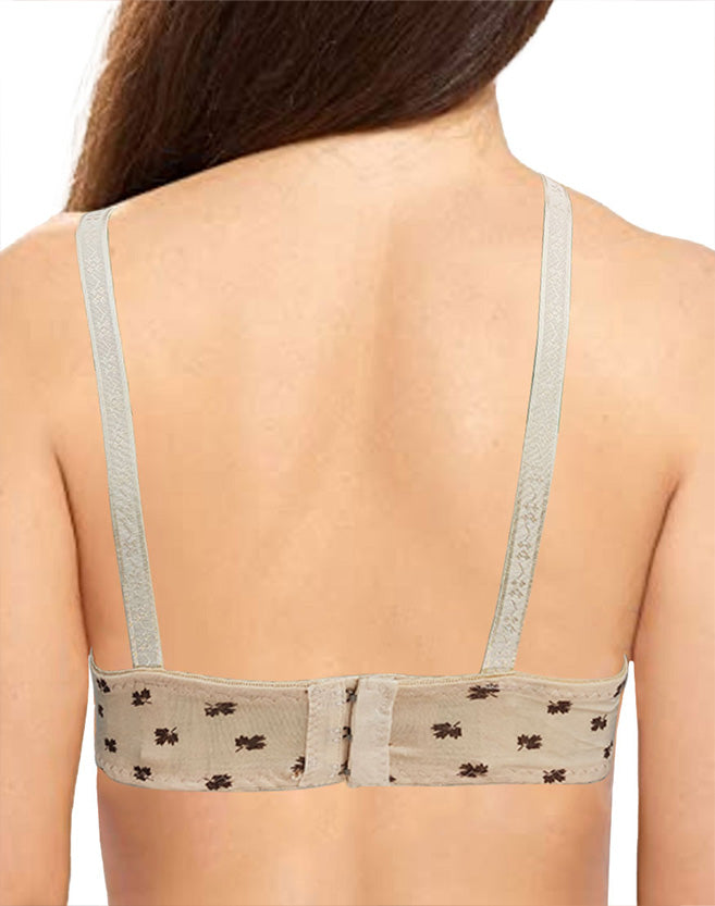 Pine Leaf Printed Cotton Bra by purple bag