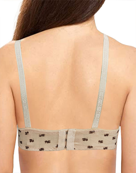 Pine Leaf Printed Cotton Bra by purple bag