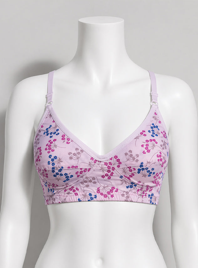 Pink Printed Cotton Bra By Purplebag