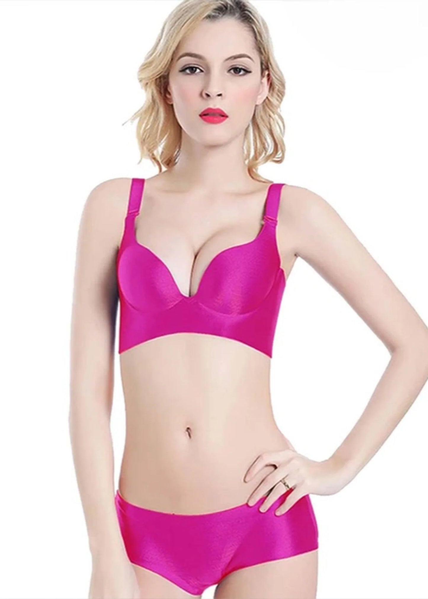 Wire Free Bridal Pushup Bra Dark Pink