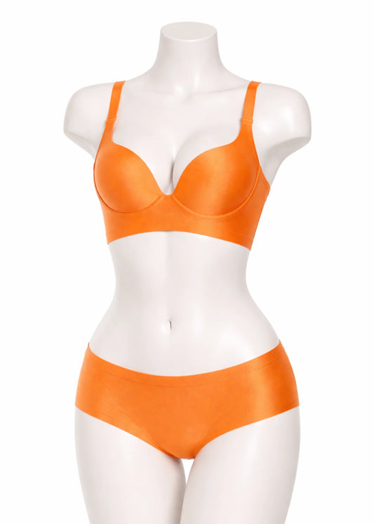 Wire Free Bridal Pushup Bra Orange
