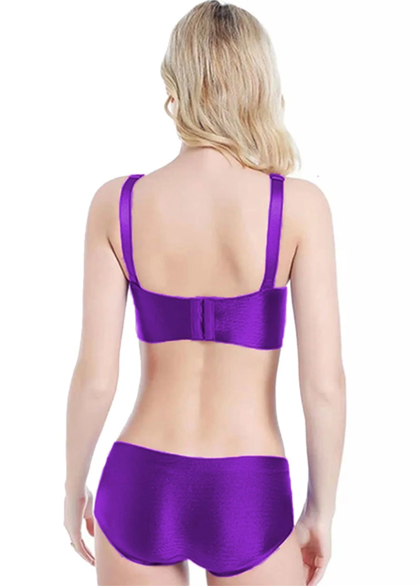 Wire Free Bridal Pushup Bra Set Purple1