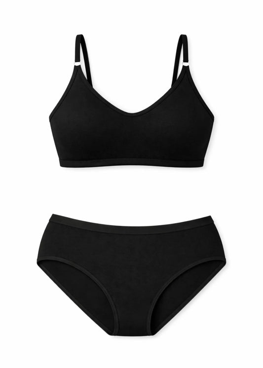 Super Soft Non Padded Bra Set Black