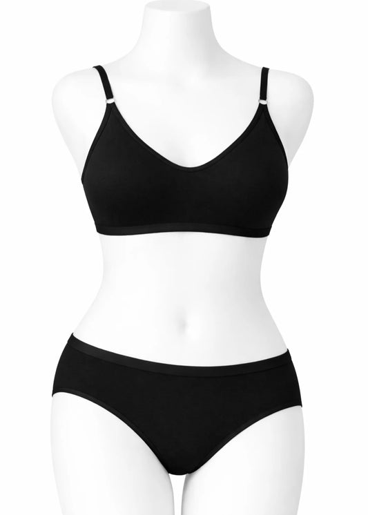 Super Soft Non Padded Bra Set Black
