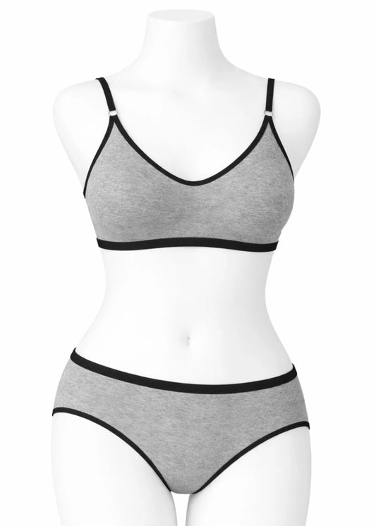 Super Soft Non Padded Bra Set Grey