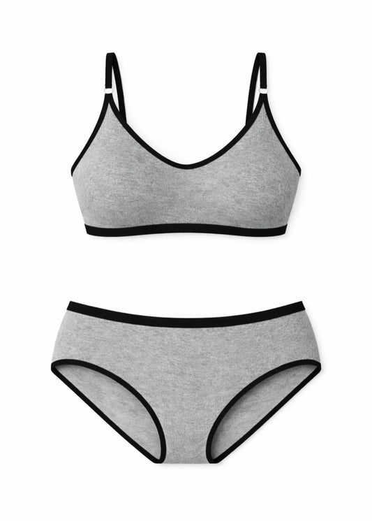 Super Soft Non Padded Bra Set Grey