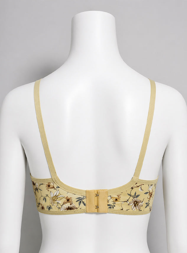 Flowery & Black Leaf Digitel Printed Soft Cotton/Lawn Bra