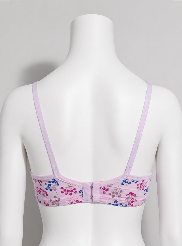 Pink Printed Cotton Bra By Purplebag