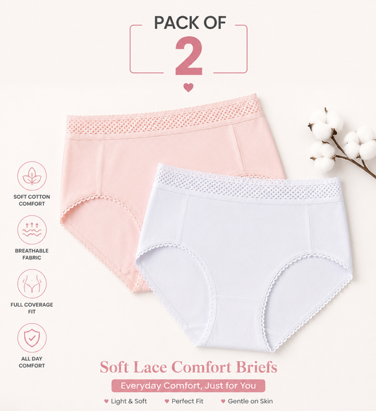 Soft Lace Comfort Briefs Pack of 2