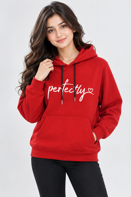 Women Hoodie Red Perfectly Heartbeat