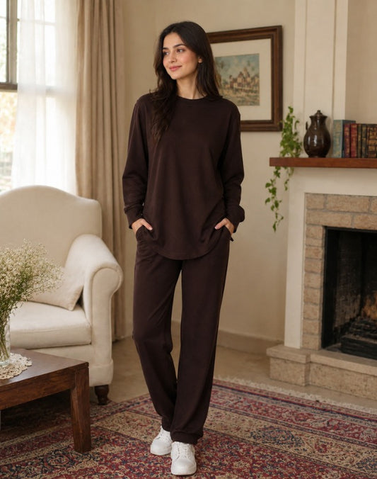 Women's Premium Thermal Lounge Set Dark Brown